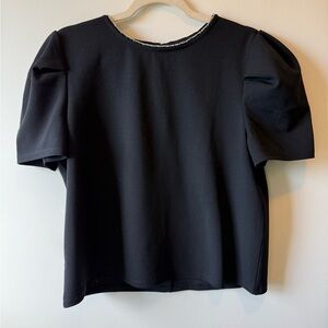 Ann Taylor Black Puff Sleeve Blouse